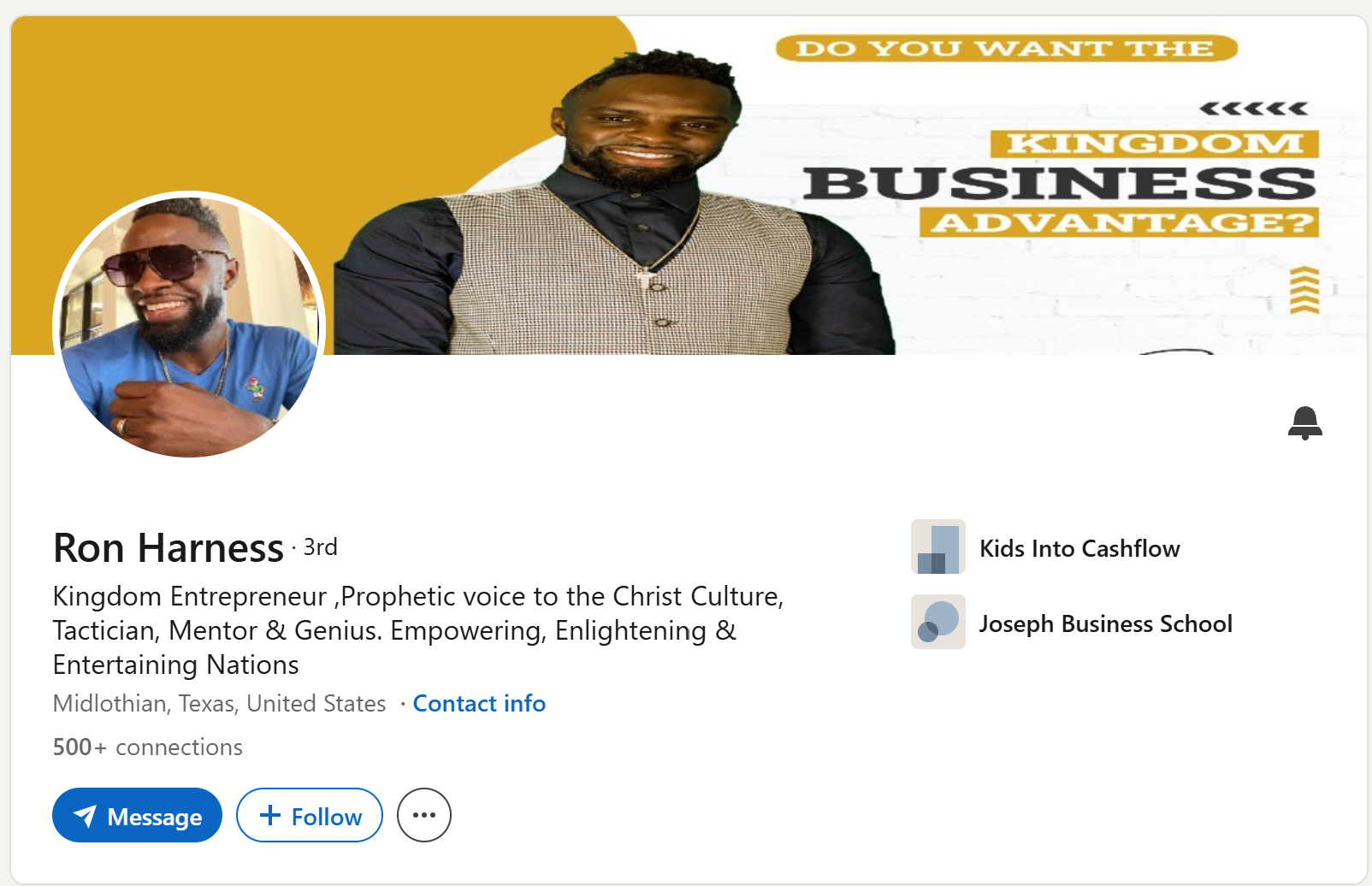Ron’s earlier LinkedIn profile introduces him through several roles